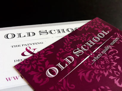 Old School, The Painting & Decorating Company business cards.